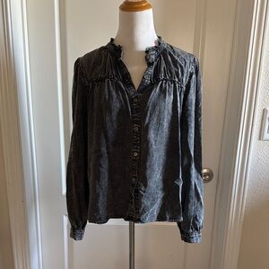 Women's Black Button-Up Top